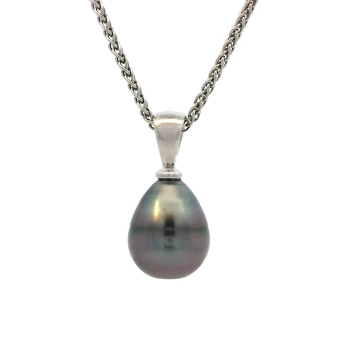 Simple Tahitian Pearl Pendant in Sterling Silver