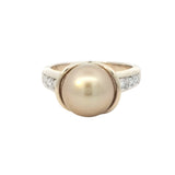 Golden South Sea Pearl and Diamonds Ring in Yellow Gold