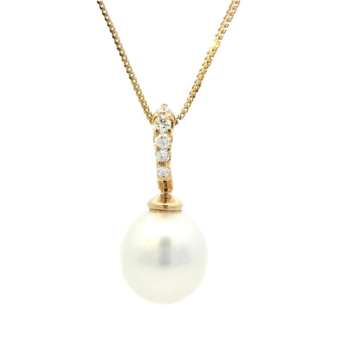 White South Sea Pearl Enhancer Pendant in Yellow Gold