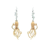 Octopus Leverback Earrings in Two Tone