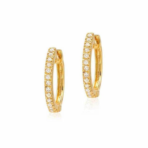 Small Diamond Huggie Earrings in Yellow Gold