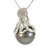 Octopus Pendant in White Gold with Tahitian Pearl
