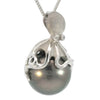 Octopus Pendant in White Gold with Tahitian Pearl