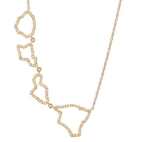 Four Hawaiian Islands Necklace in Yellow Gold