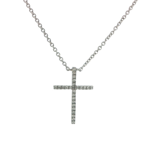 14k White Gold Cross Necklace
