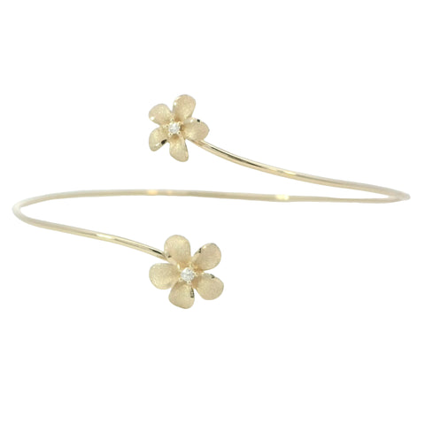 Plumeria Bypass Bracelet in Yellow Gold