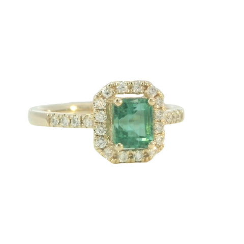 Emerald and Diamonds Ring in Yellow Gold