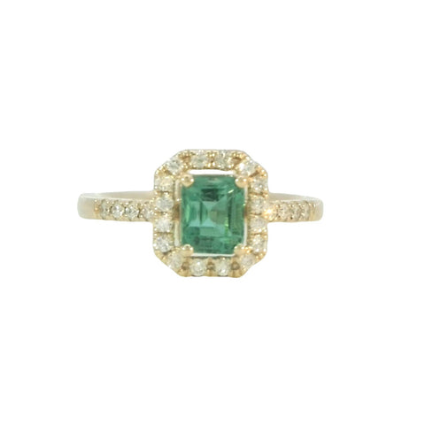 Emerald and Diamonds Ring in Yellow Gold