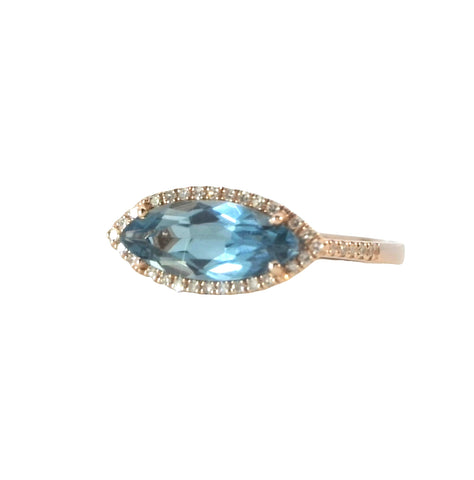 Marquise Cut London Blue Topaz Ring in Rose Gold