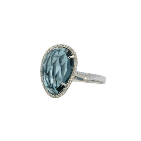 London Blue Topaz Ring in White Gold