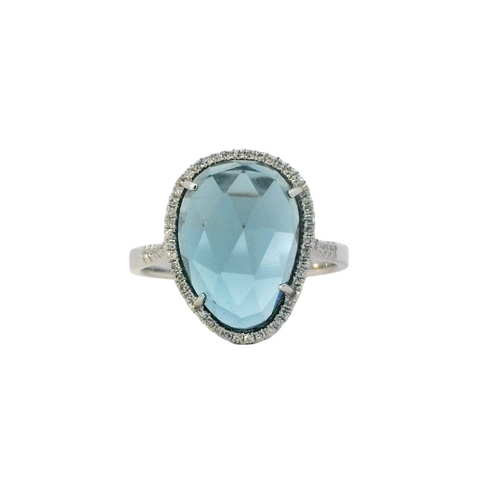 London Blue Topaz Ring in White Gold
