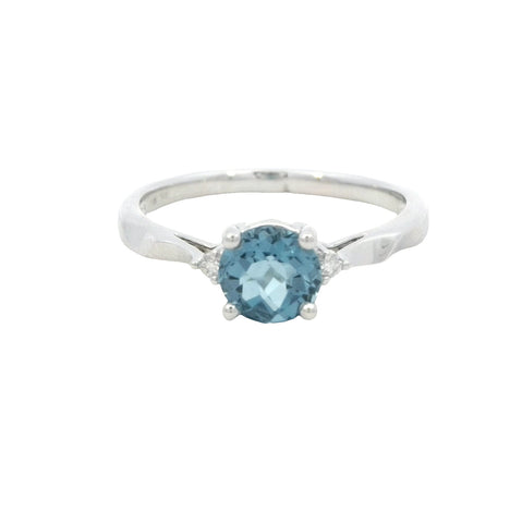 Swiss Blue Topaz Ring in White Gold