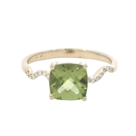 Peridot Ring in Yellow Gold with Diamonds