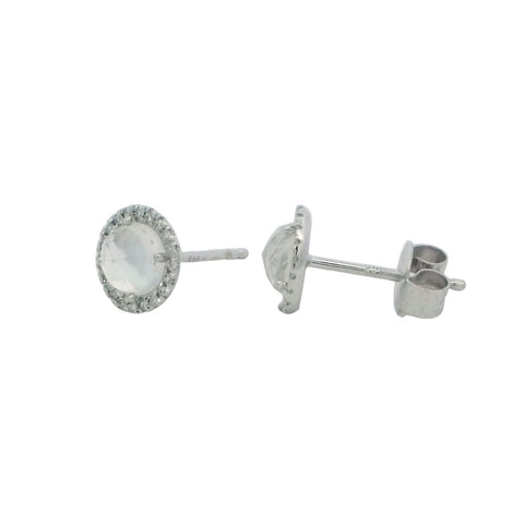 Moonstone Stud Earrings in White Gold