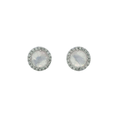 Moonstone Stud Earrings in White Gold