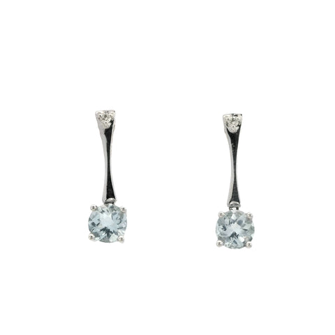 Aquamarine Drop Earrings in White Gold