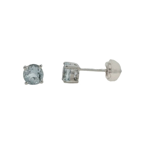 Aquamarine Stud Earrings in White Gold