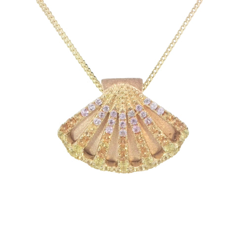 Sapphire Sunrise Shell Pendant in Gold - Medium