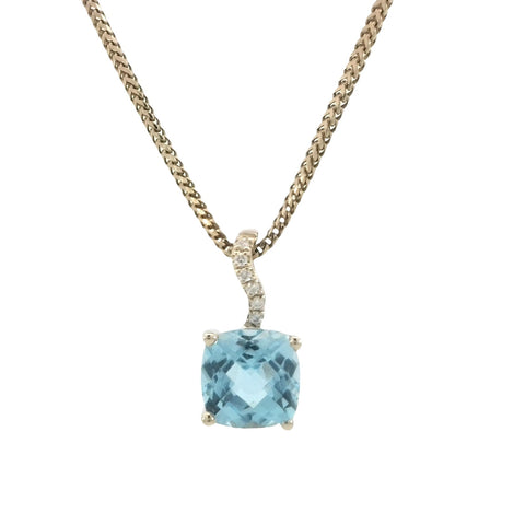 Swiss Blue Topaz Pendantwith Diamonds