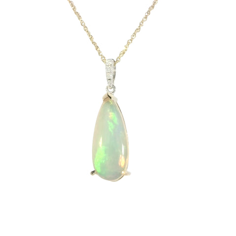 14k Two Tone Opal Pendant with