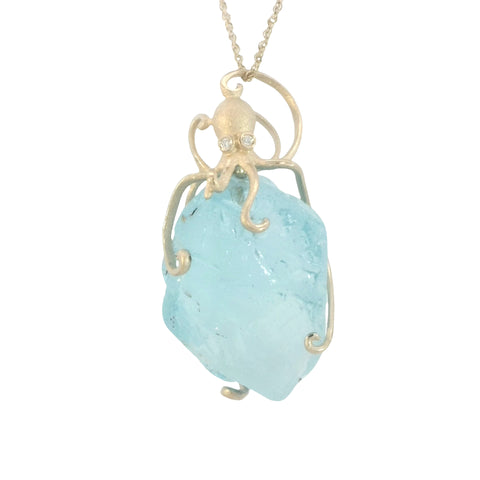 Octopus Pendant with Blue Topaz