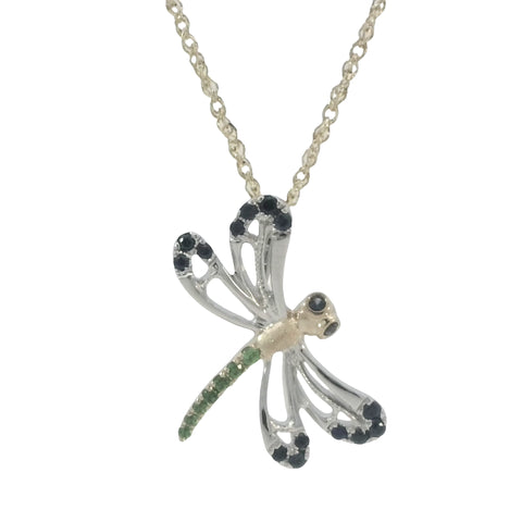 Dragonfly Pendant in Two Tone Gold