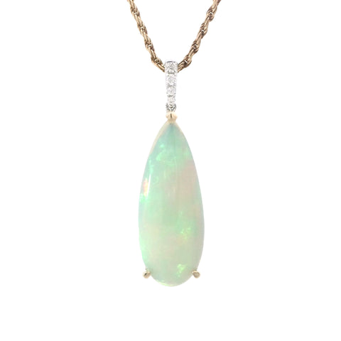 14k Two Tone Opal Pendant with