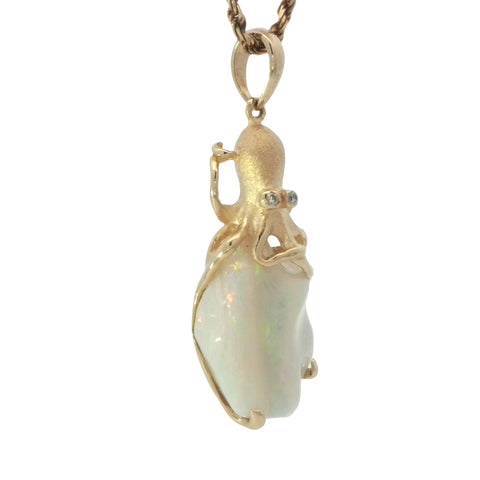 14k Yellow Gold Octopus Pendan