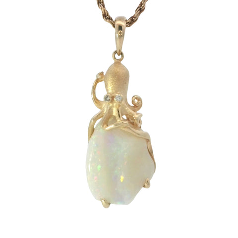14k Yellow Gold Octopus Pendan