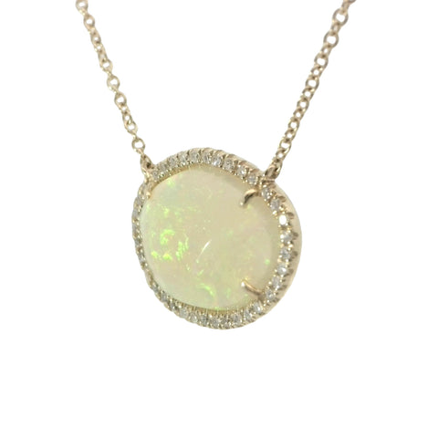 Opal and Diamonds Necklace in Yellow Gold