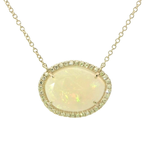 Opal and Diamonds Necklace in Yellow Gold