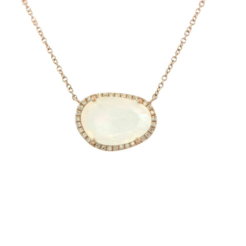 Rainbow Moonstone Necklace in Rose Gold