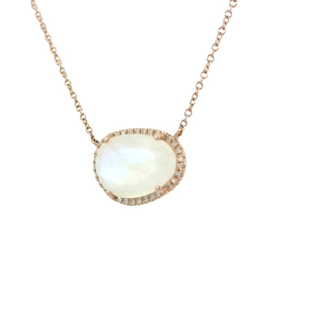 Rainbow Moonstone Necklace in Rose Gold