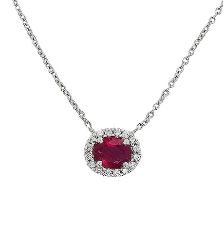 Ruby and Diamond Necklace in White Gold