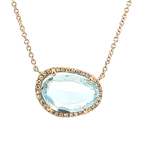 Sky Blue Topaz Necklace in Yellow Gold