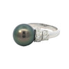 Tahitian Pearl and Diamonds Ring in White Gold