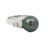 Tahitian Pearl and Diamonds Ring in White Gold