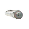Tahitian Pearl and Diamonds Ring in White Gold