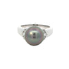 Tahitian Pearl and Diamonds Ring in White Gold