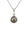 Tahitian Pearl and Diamond Pendant in White Gold