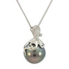 Octopus Pendant with Pearl in White Gold