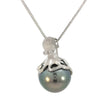 Octopus Pendant with Pearl in White Gold