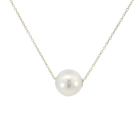 White Freshwater Pearl on Yellow Gold Chain