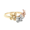 Three Plumeria Ring in Tri Tone Gold