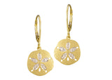 Sand Dollar Drop Earrings in Yellow Gold