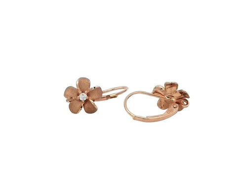 8mm Plumeria Leverback Earrings in Rose Gold
