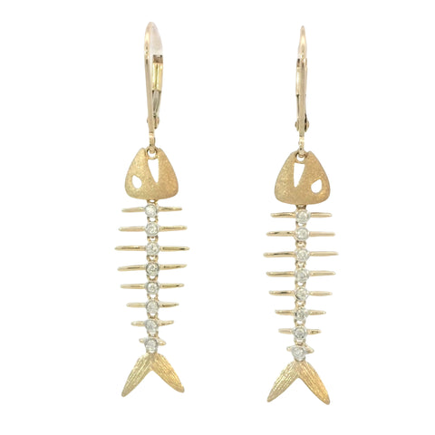 Fish Bone Leverback Earrings