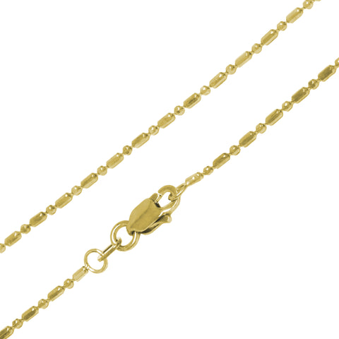 Bead and Bar Chain in Yellow Gold - 16