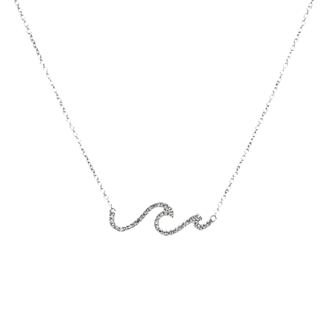 Mini Wave Necklace in White Gold