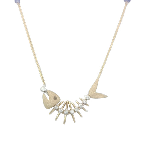 Fish Bone Necklace in Two Tone